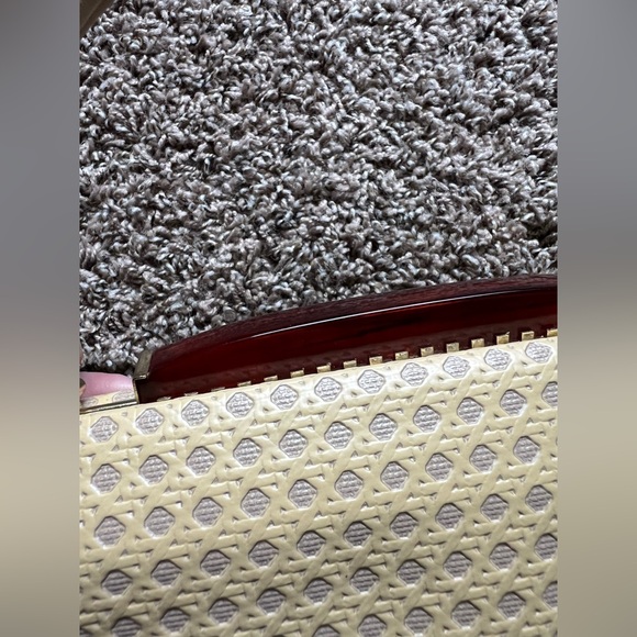 Beautiful Vintage Handbag Purse With Lucite / Bakelite Closure Rare Weave Print - Picture 12 of 16